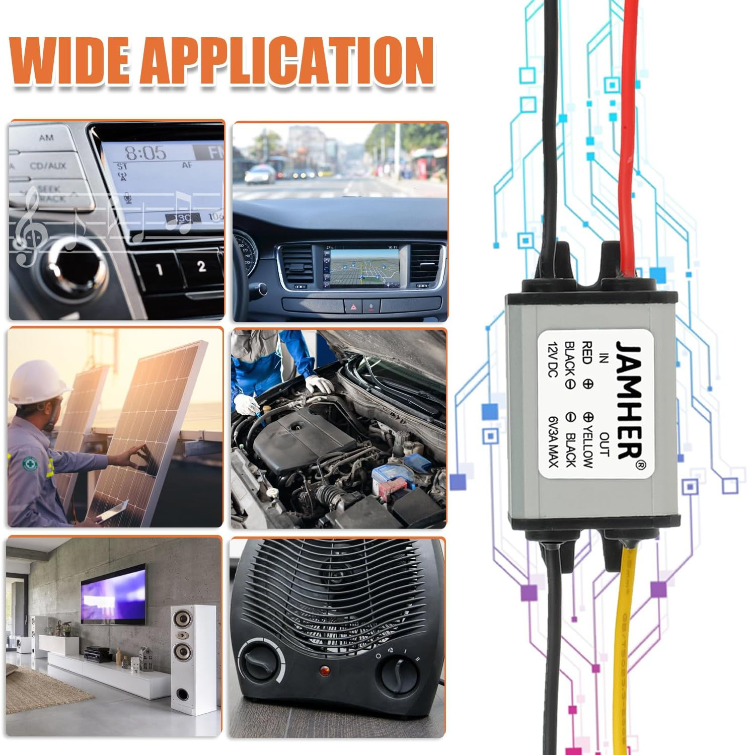 2Pack 12V to 6V DC Buck Converter Waterproof DC 12V to 6V 3A 18W Voltage Regulat
