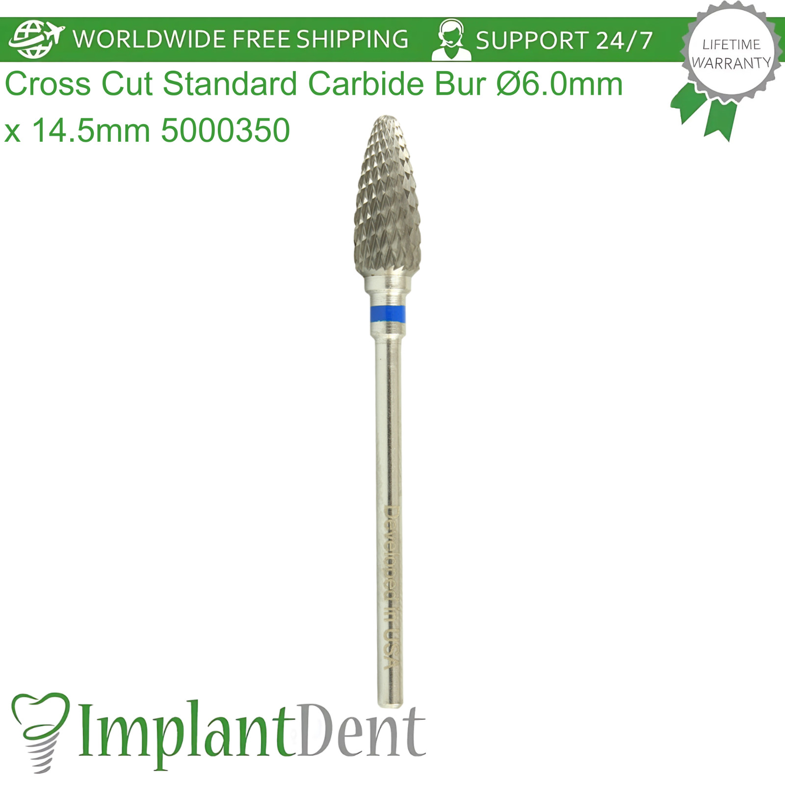 Dental Cross Cut Standard Carbide Ø6.0mm x 14.5mm Bur 5000350 Dentistry Tool