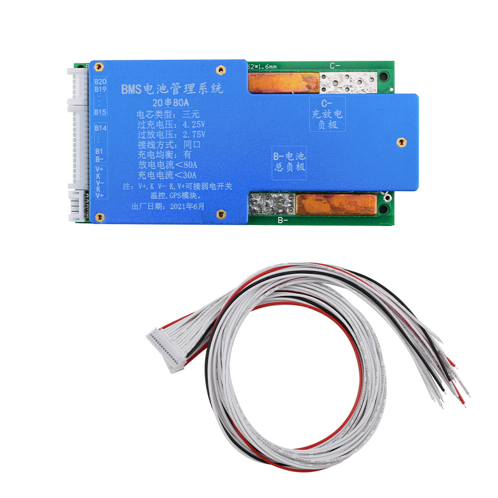 20S 72V 45A/80A Lithium Li-ion Polymer 18650 Battery BMS PCB Board w/ Balance