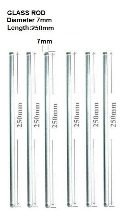 6 Pack Glass Stirring Rods 10″ Round ends for Science Education,Lab and Kitchen