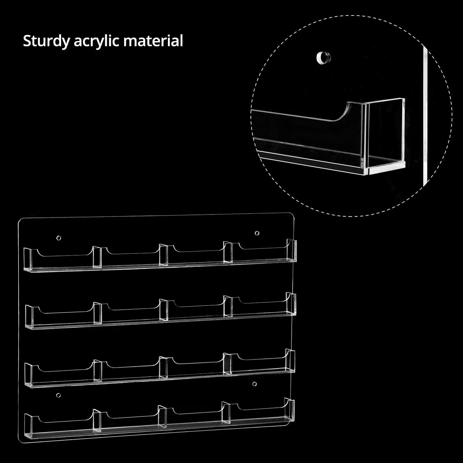 Acrylic Business Card Holder Wall Mount – 16 Pockets, Clear Sticker Display Rack