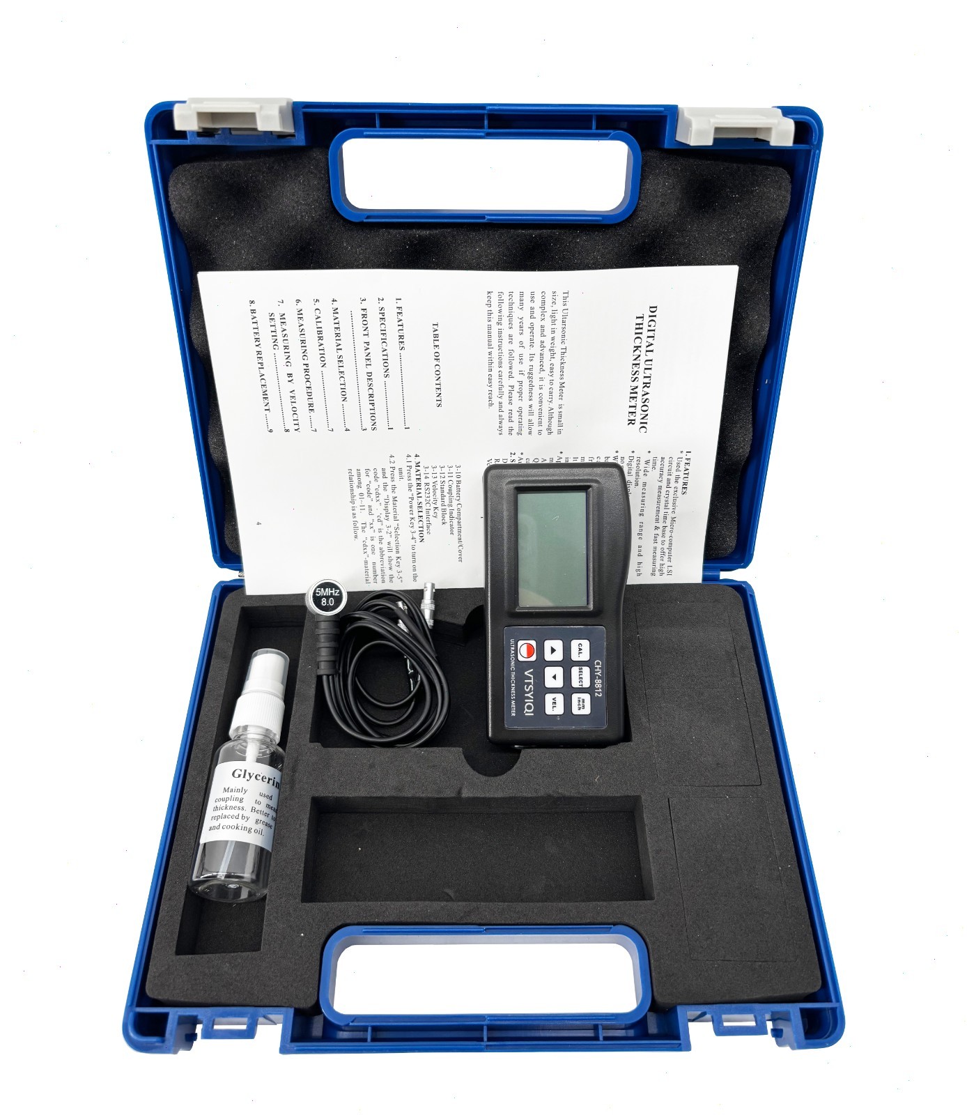 Portable Ultrasonic Thickness Tester with Range 0.05~8inch Resolution 0.1mm New