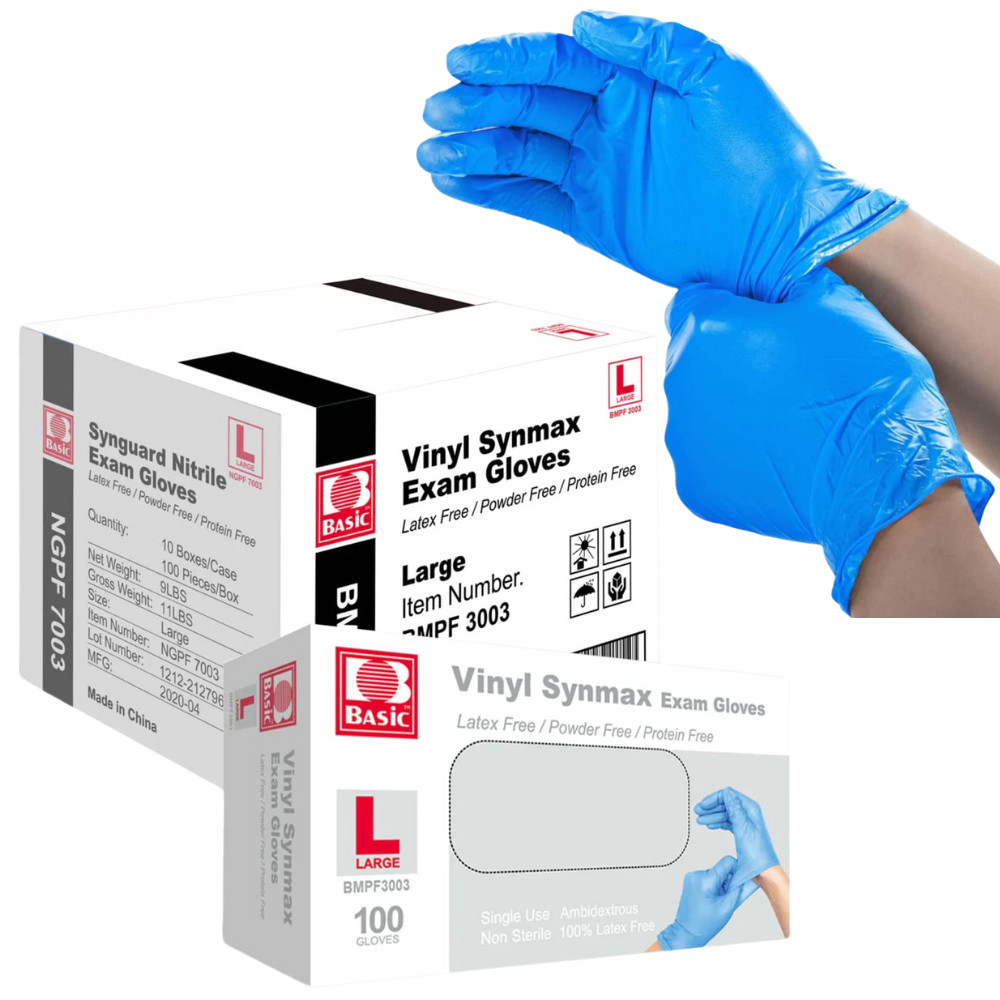 Disposable Gloves Vinyl Basic Synmax Exam Gloves Powder-Free Latex-Free