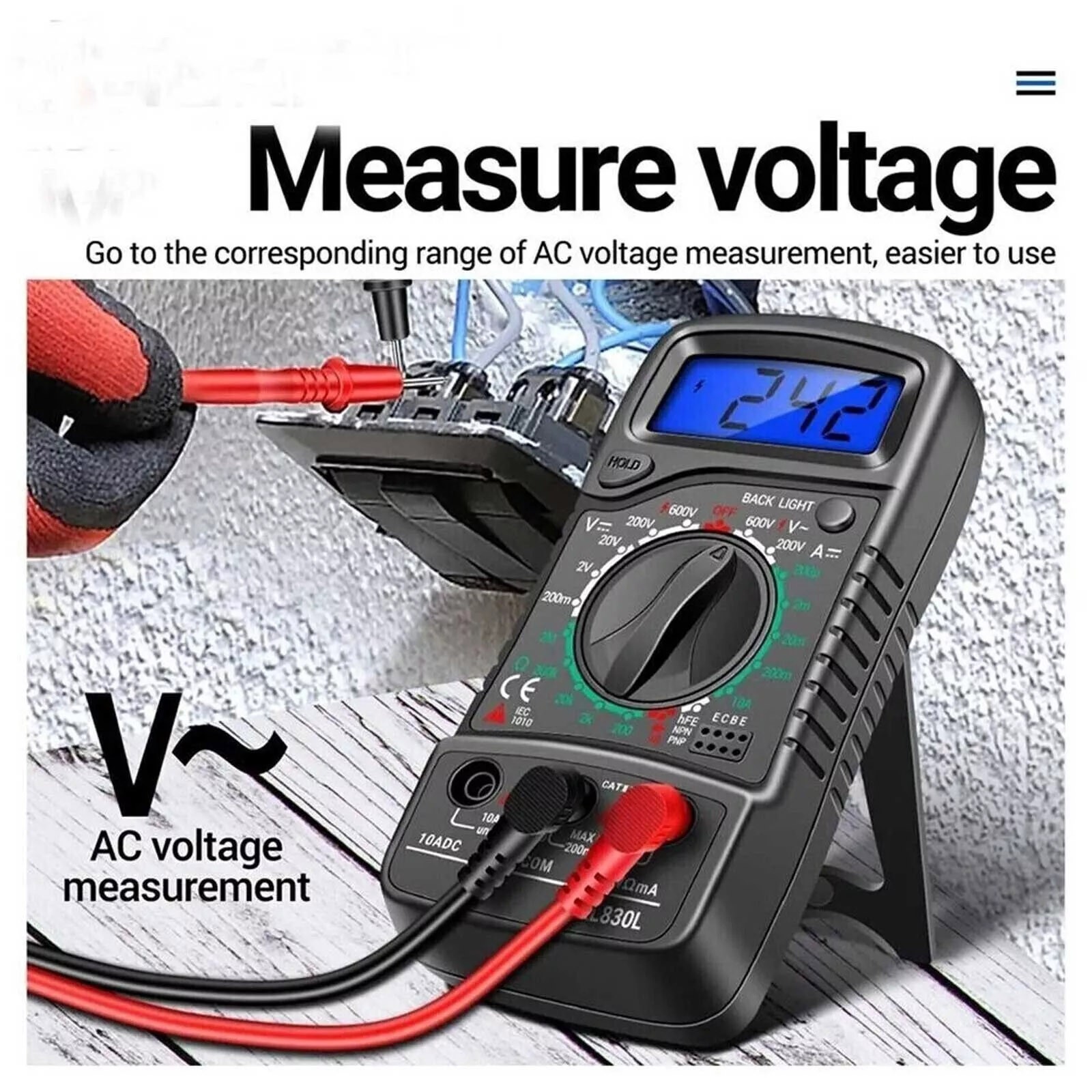 LCD Digital Multimeter Voltmeter Ammeter Ohmmeter Volt AC DC Diode Tester Meter