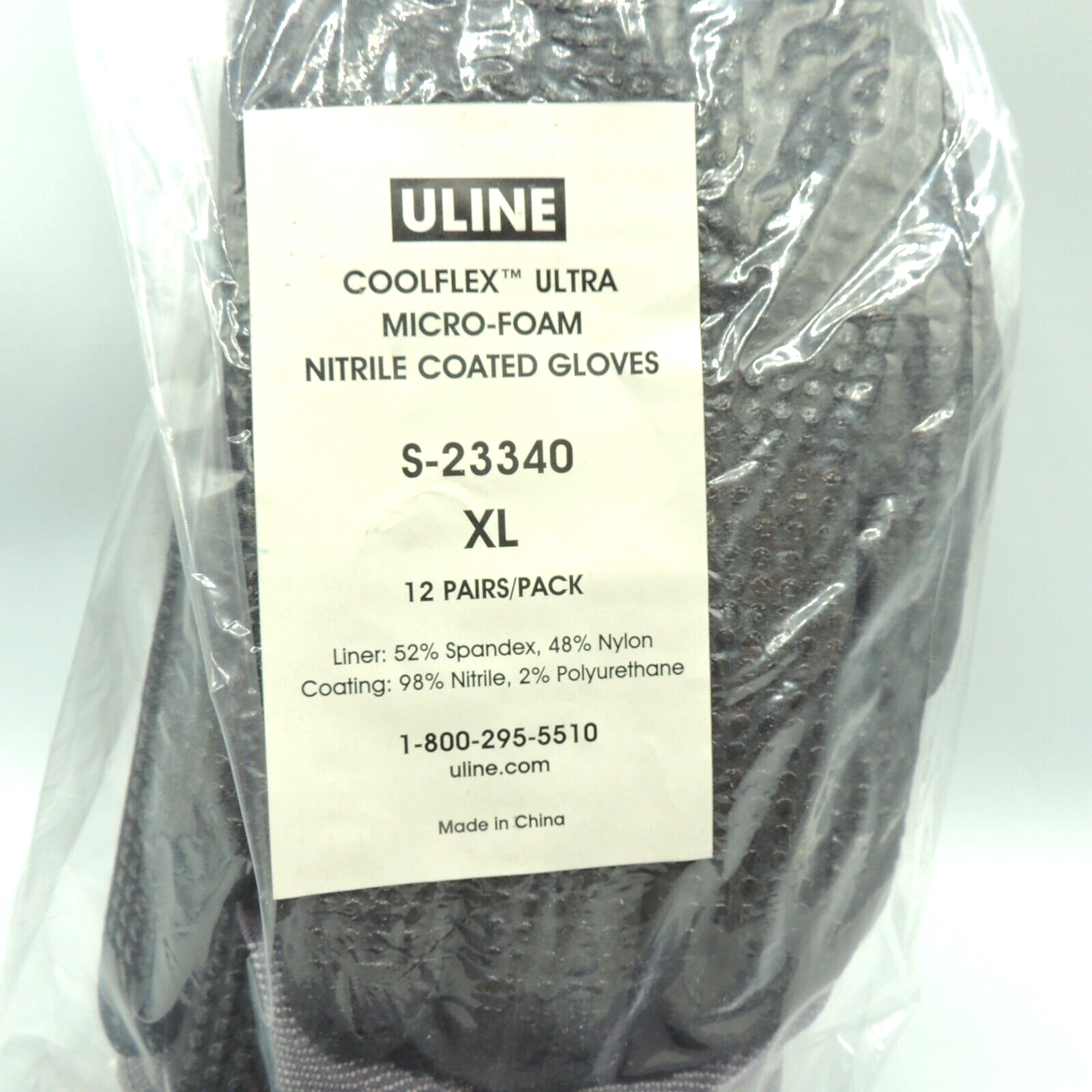 Uline CoolFlex Ultra Micro Foam Nitrile Coated Gloves S-23340 Pack Of 12 Pair XL