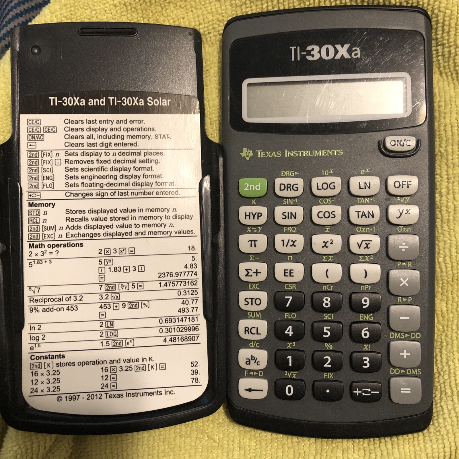 Texas Instruments 30XA Scientific Calculator