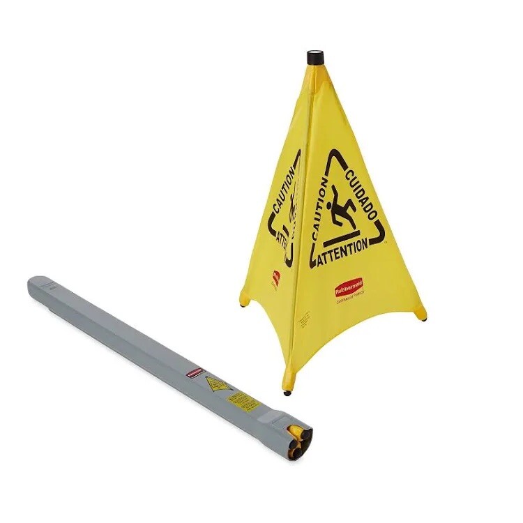 Rubbermaid FG9S0100YEL 30 in. Safety Pop-up Multi Lingual Caution Cone in Yellow