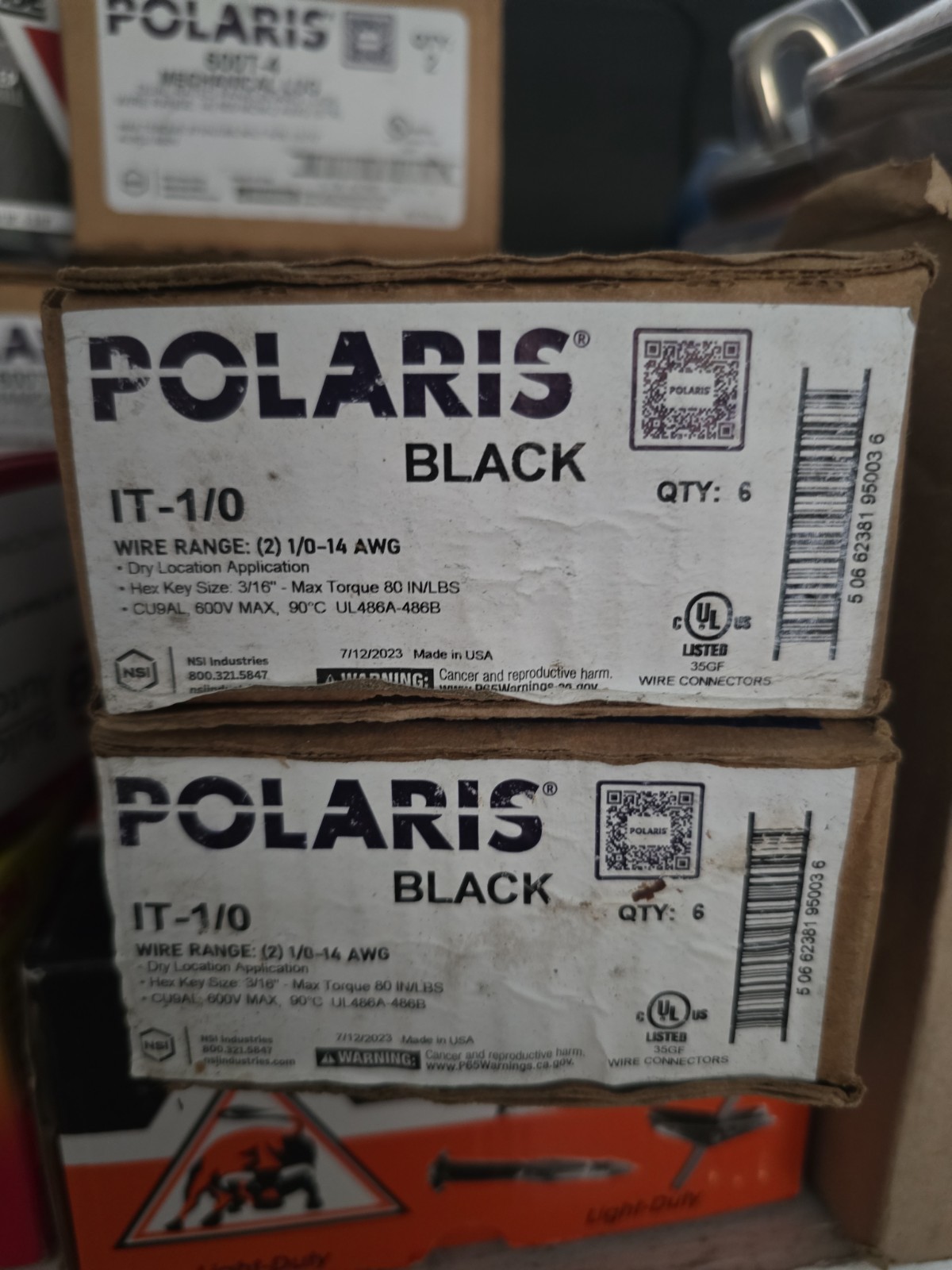 NSI Polaris IT-1/0, 1/0-14 Awg Insul-Tap Connector – New, Box of 6