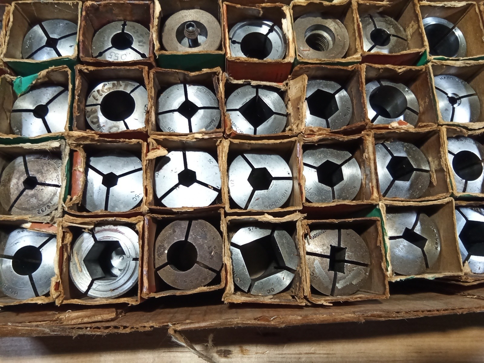 lot of 38 HARDINGE 5C COLLETS assorted used original boxes