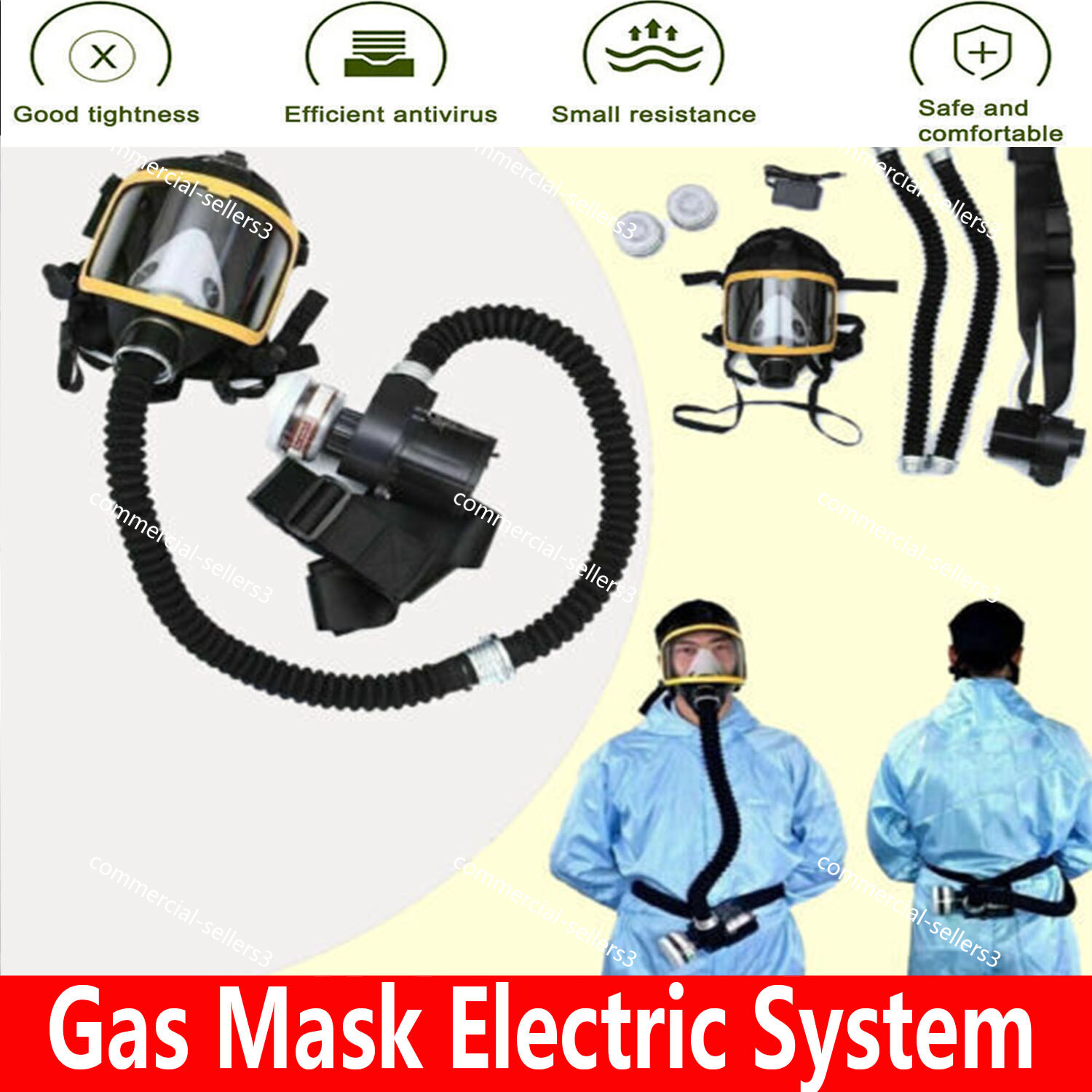 Electric Constant Flow Supplied Air Fed FullFace Gas Mask Respiratory protection