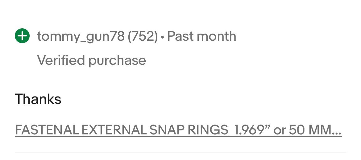 FASTENAL EXTERNAL SNAP RINGS 1.969” or 50 MM NEW DIN471 Steel Qty-5 (open box)