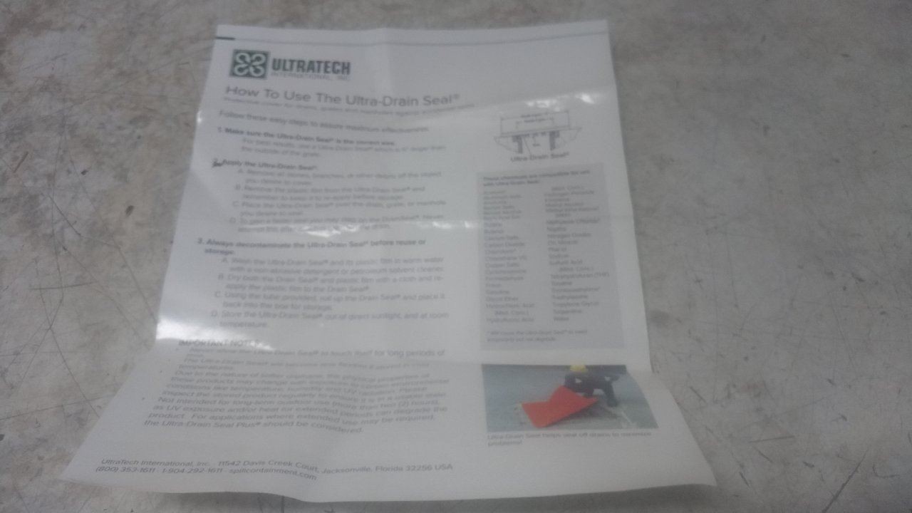 Ultratech 2161 42 In Length x 42 In Width Polyurethane Drain Cover Seal
