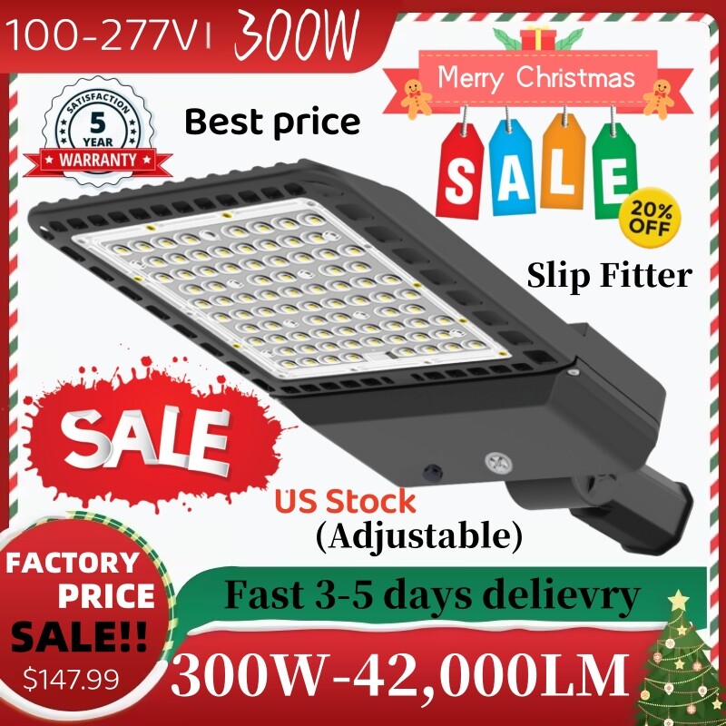 300W LED Parking Lot Light Outdoor Stadium Courts Shoebox Pole Fixture Lamp IP65