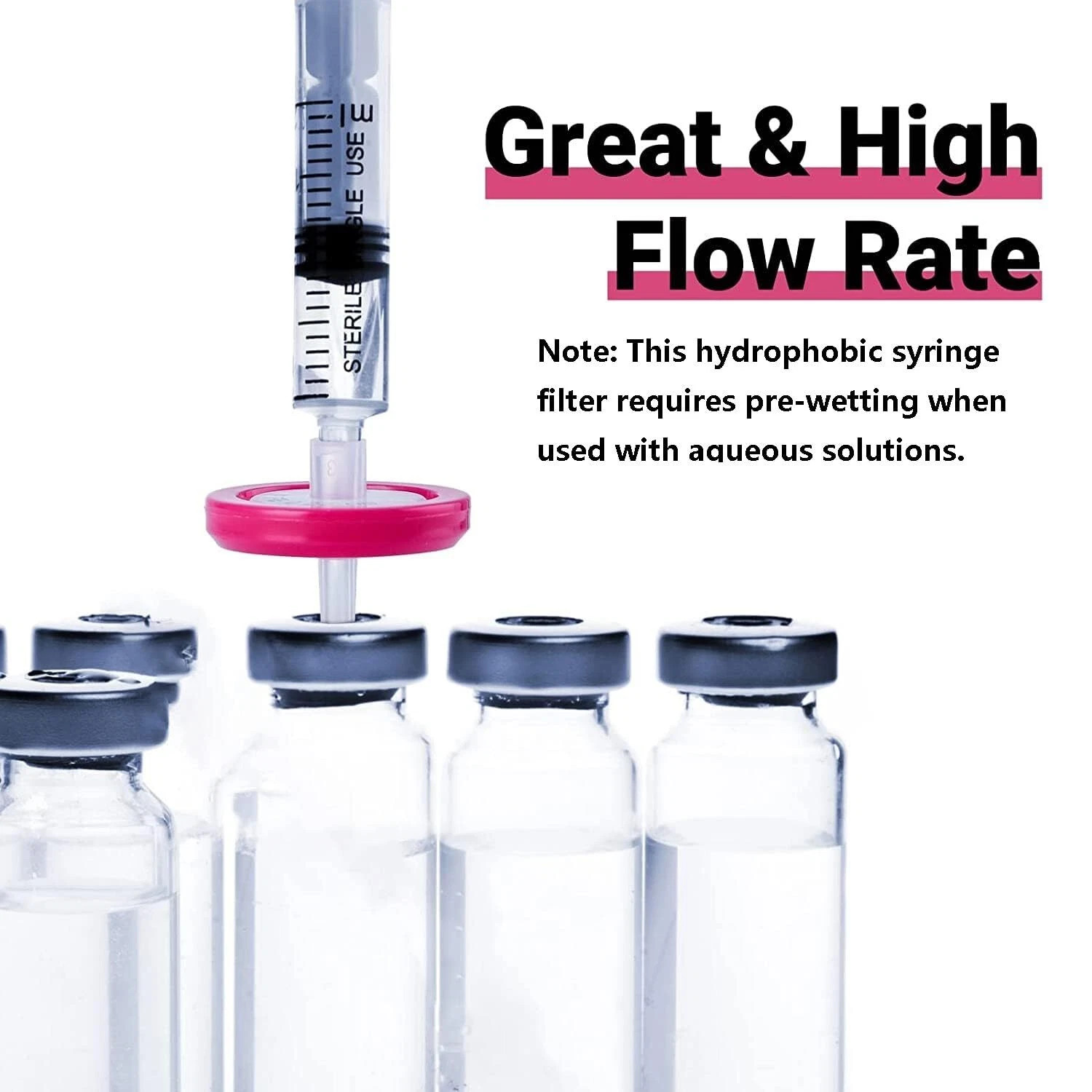 100Pcs Non Sterile PTFE Membrane Syringe Filter 13mm 0.22 Chemistry Hydrophilic