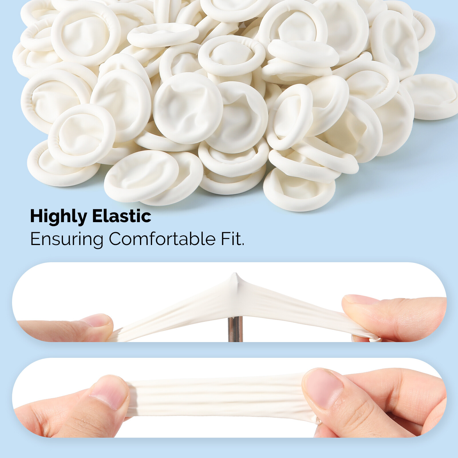 JMU Latex Finger Cots Fingertip Protective Finger Cots Powder Free, Medium