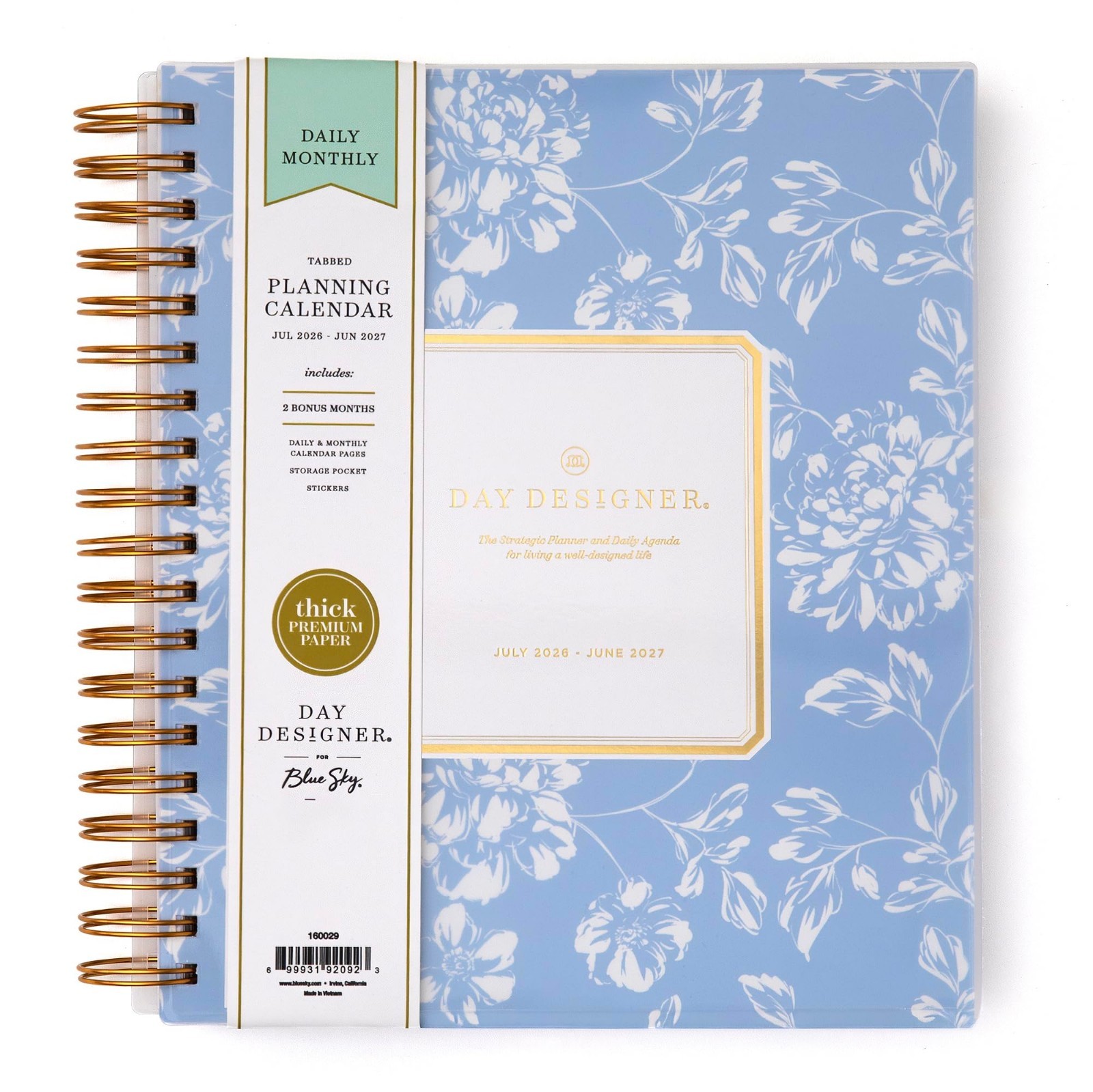 2026-2027 Academic Planner – Daily & Monthly, 8″x10″, Flexible Cover, Wirebound,