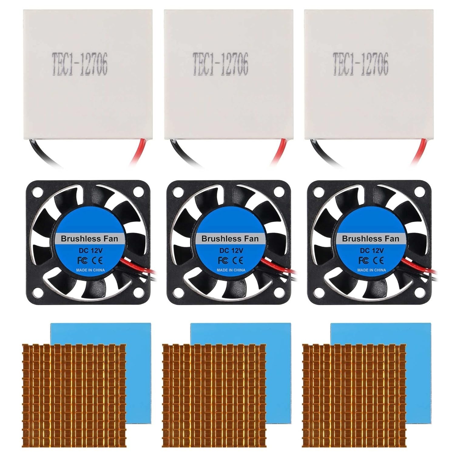 High-Efficiency 12V Cooling Fan & Peltier Plate – 3 Set Thermoelectric Cooler