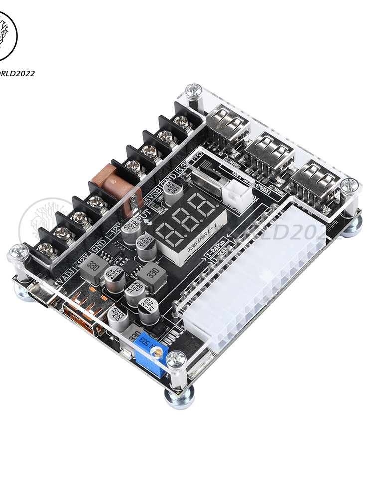 20/24 Pin ATX Power Adapter Board Power Supply Module Adapter Adjustable Voltage