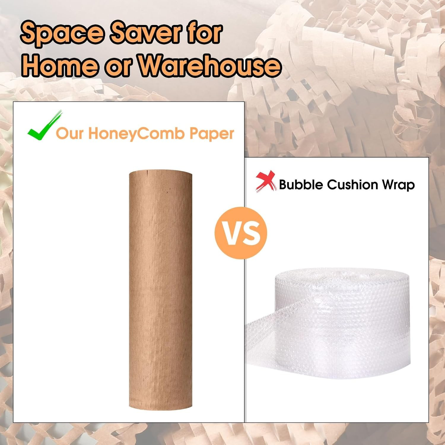 Honeycomb Packing Paper 12″ X 65′ Moving Paper Bubble Cushioning Wrap with 20 F