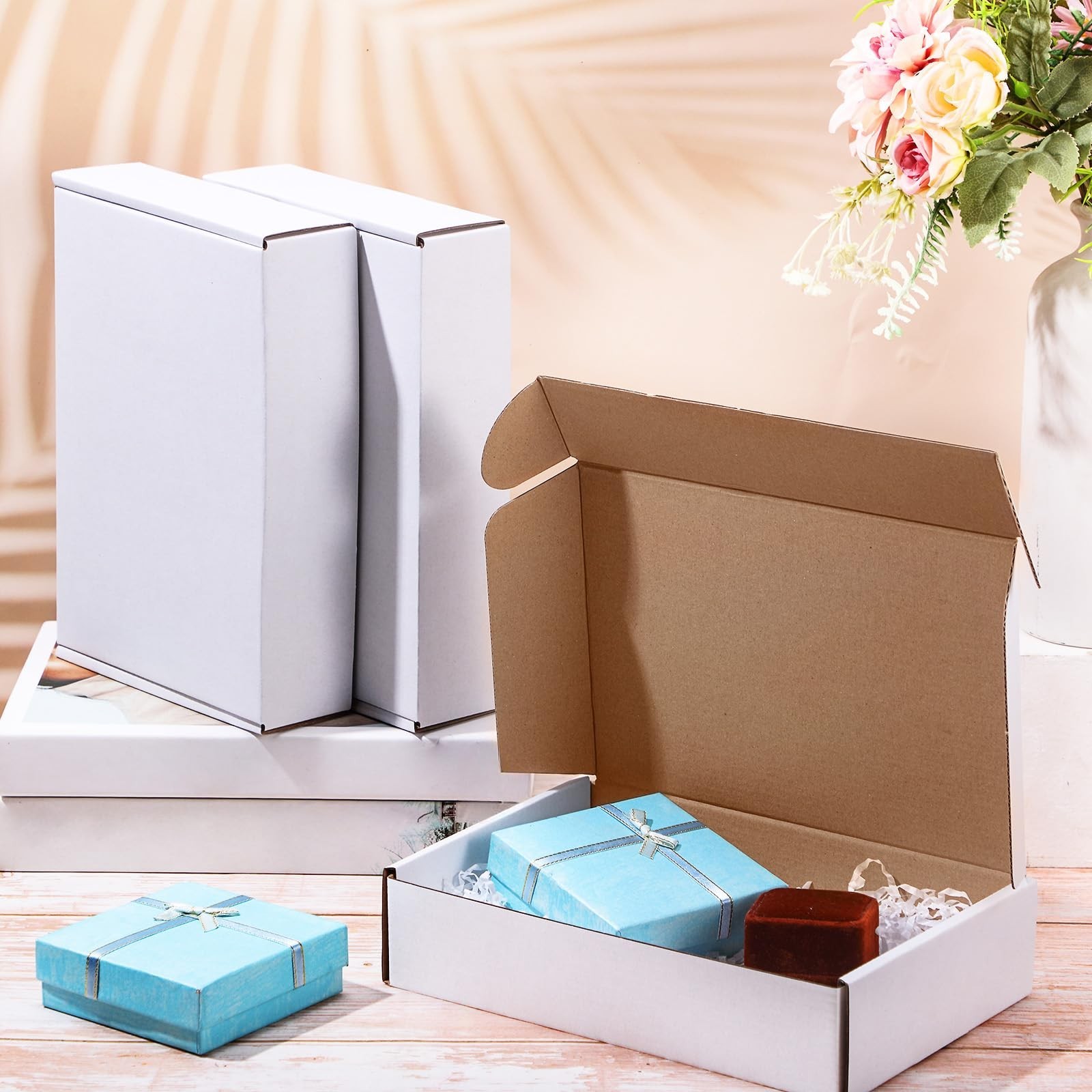 Qilery 200 Pcs 7.09 x 5.12 x 1.97 Inches Boxes Corrugated Cardboard White