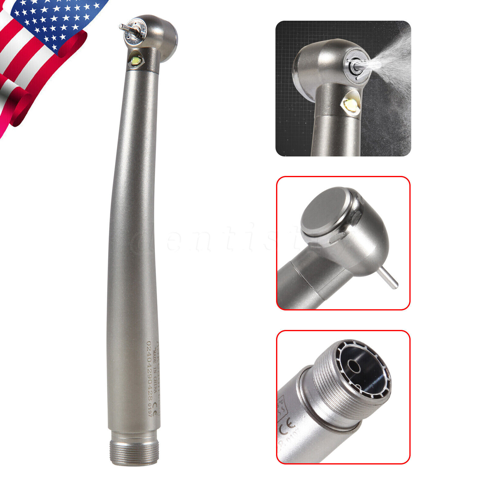 Dental Integrate LED E-generator High Speed Handpiece Stainless Body Push 2 Hole