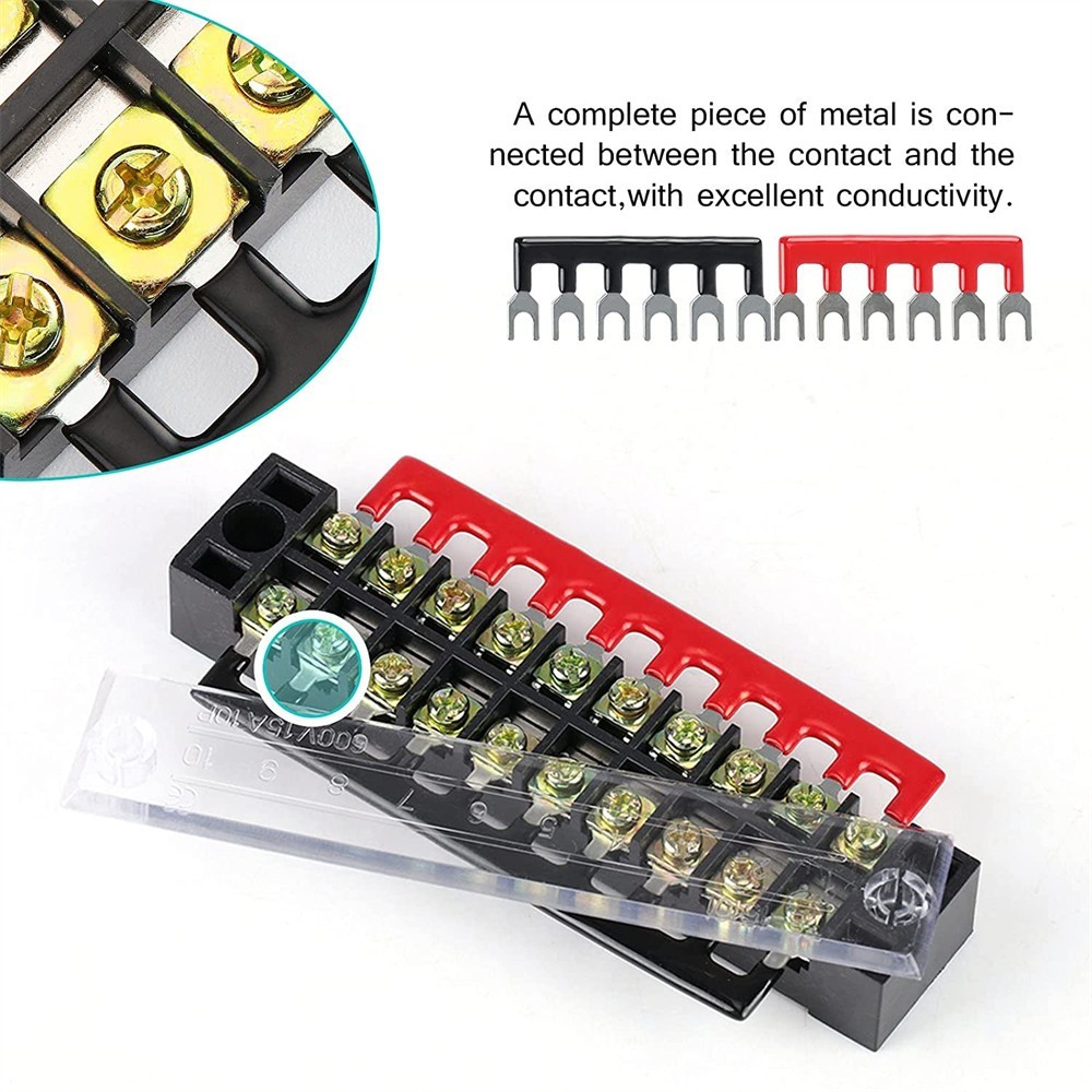 1 5 Set Dual Row 3-12 Positions Screw 600V 15A Barrier Strip Terminal Block