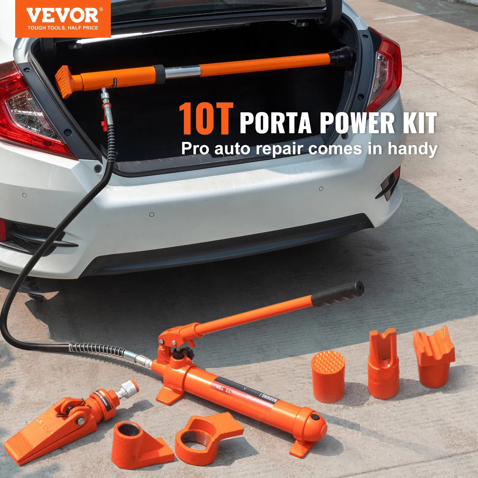 10 Ton Porta Power Kit, Portable Hydraulic Jack with 4.6 ft/1.4 m Oil Hose, Aut