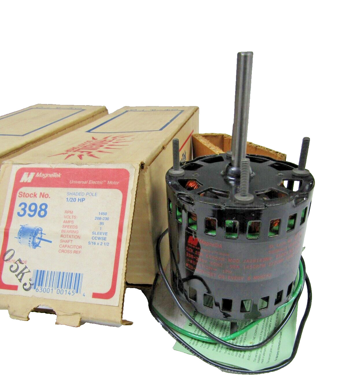 🔥NEW # 398 MAGNETEK 1/20 HP HVAC MOTOR 1Ø 208-230 VAC 1450 RPM CCWSE JA2R143N