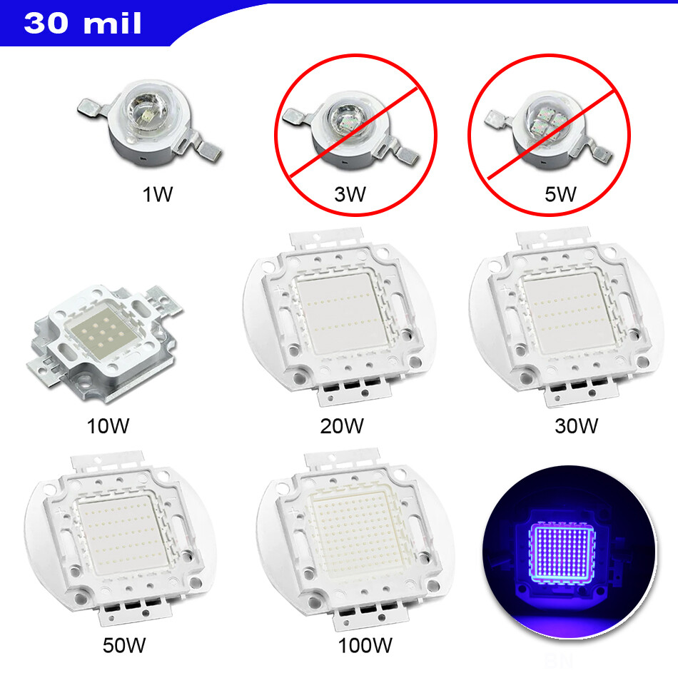 High Power Royal Blue SMD Led Chip Lamp Bulb 10W 50W 100W 445nm 460nm led Beads