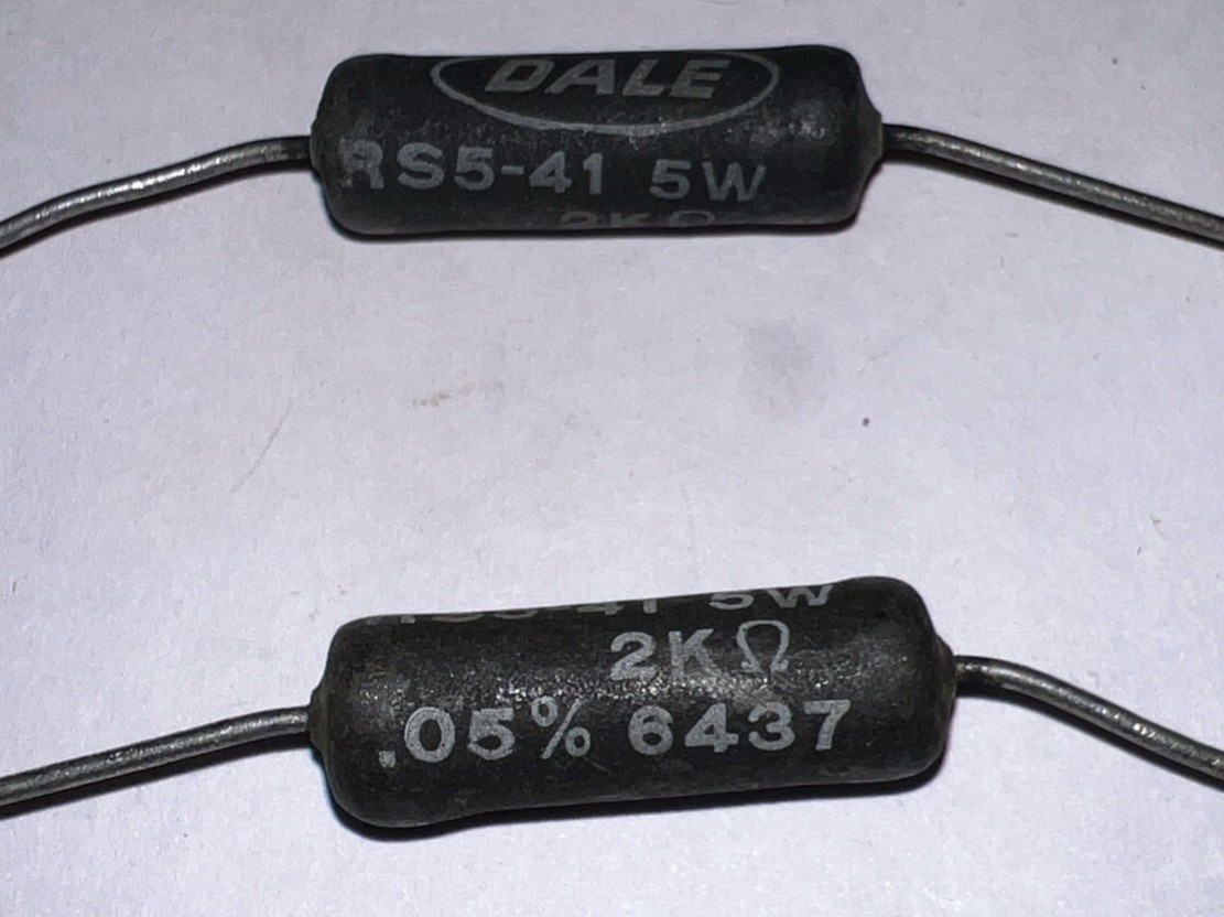 Dale 2000 Ohm High Precision Wirewound Resistor 0.05%Tolerance New Quantity of 2