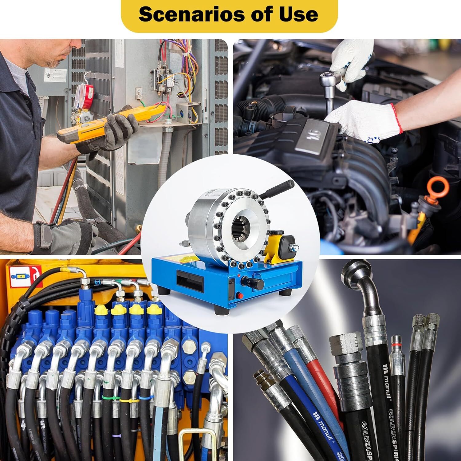 New 5600KN Hydraulic Hose Crimper Pipe Clamping Machine w/ 8 Sets Dies 10mm-30m