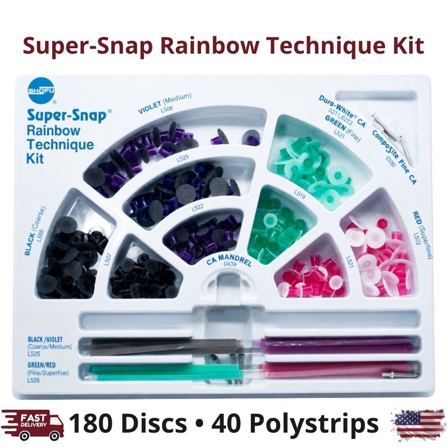 227/Pk Rainbow Technique Kit Discs Polystrips Stones Point CA Mandrels Dental