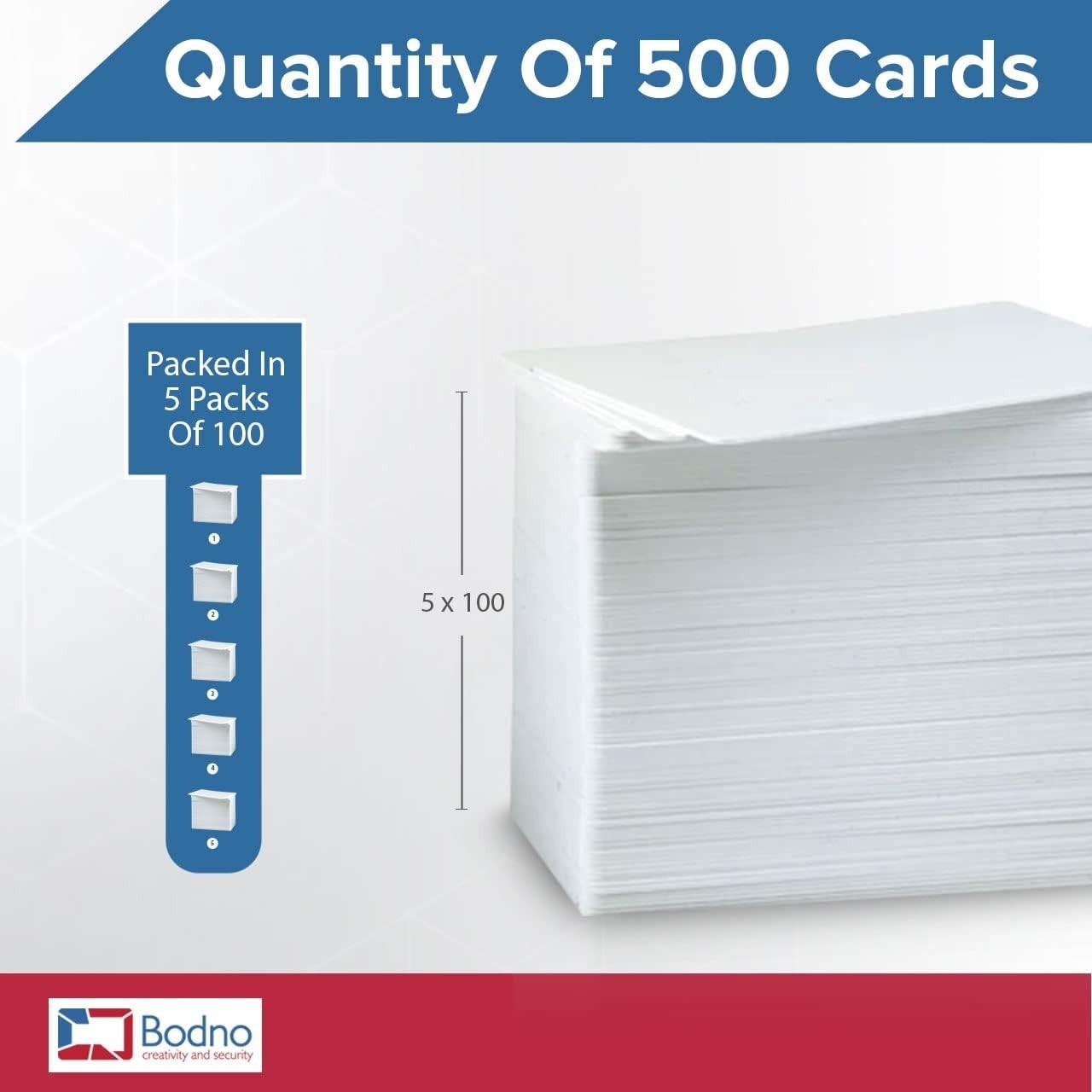 500 Pack Bodno Premium CR80 30 Mil Graphic Quality PVC Cards