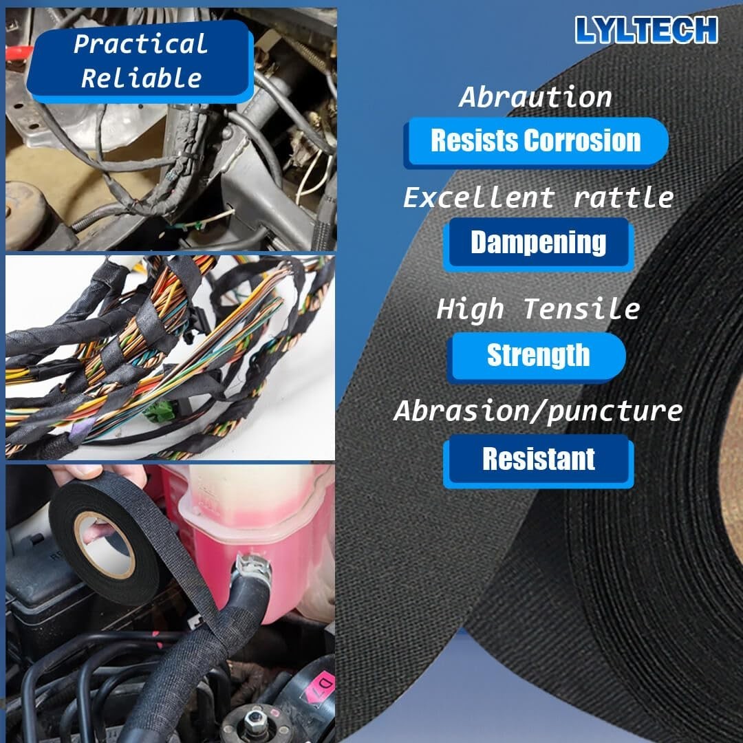 Wire Harness Tape 7 Rolls 257 FT Heat Resistant Flame Retardant Fabric