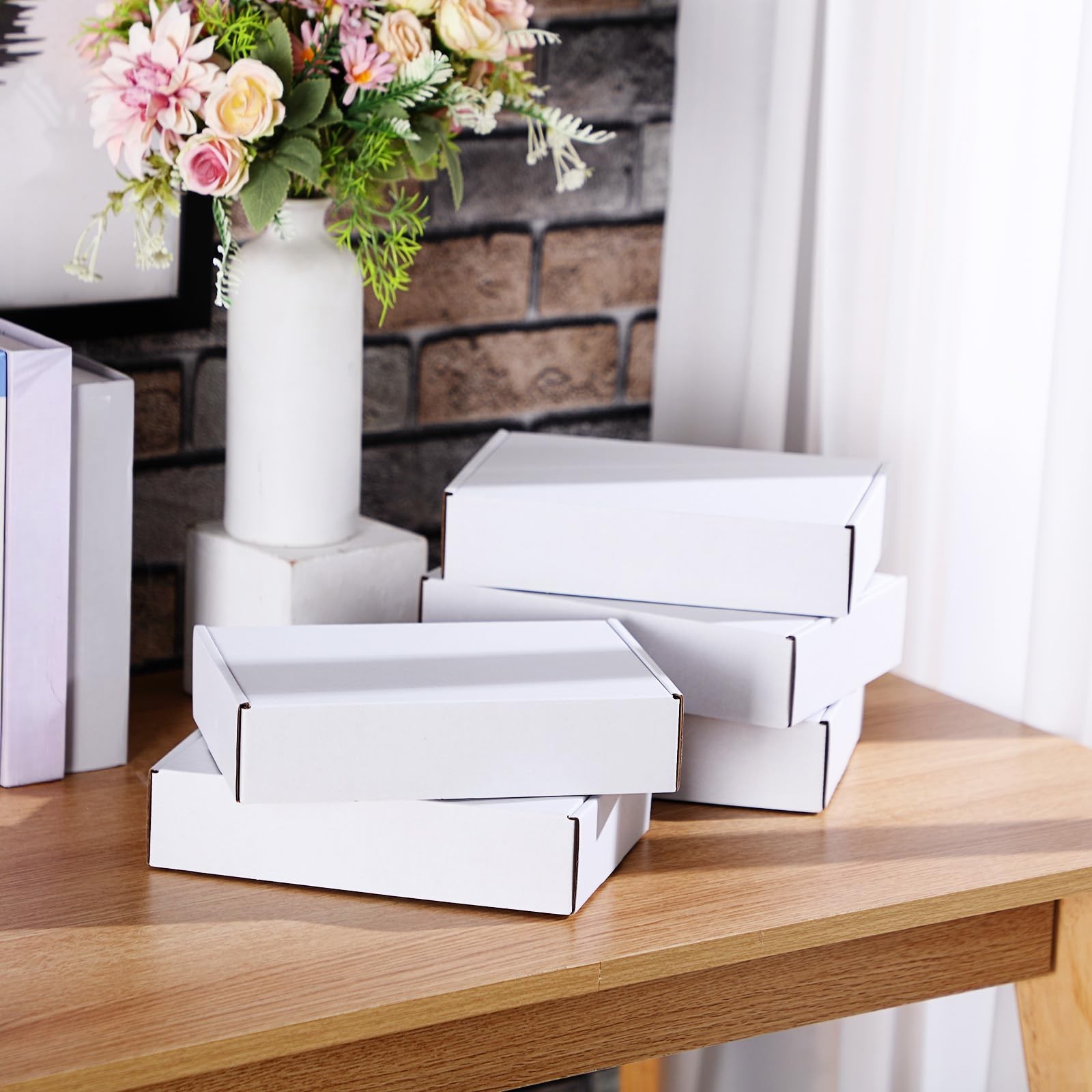 Qilery 200 Pcs 7.09 x 5.12 x 1.97 Inches Boxes Corrugated Cardboard White