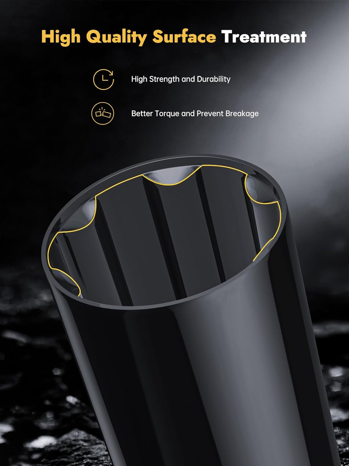 6-Point Spline Lug Nut Socket Key Tool – 17mm Hex Black