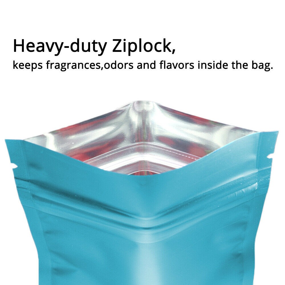 Blue Various Sizes Foil Zip Pouch Light Block Moisture Proof Reusable Bags