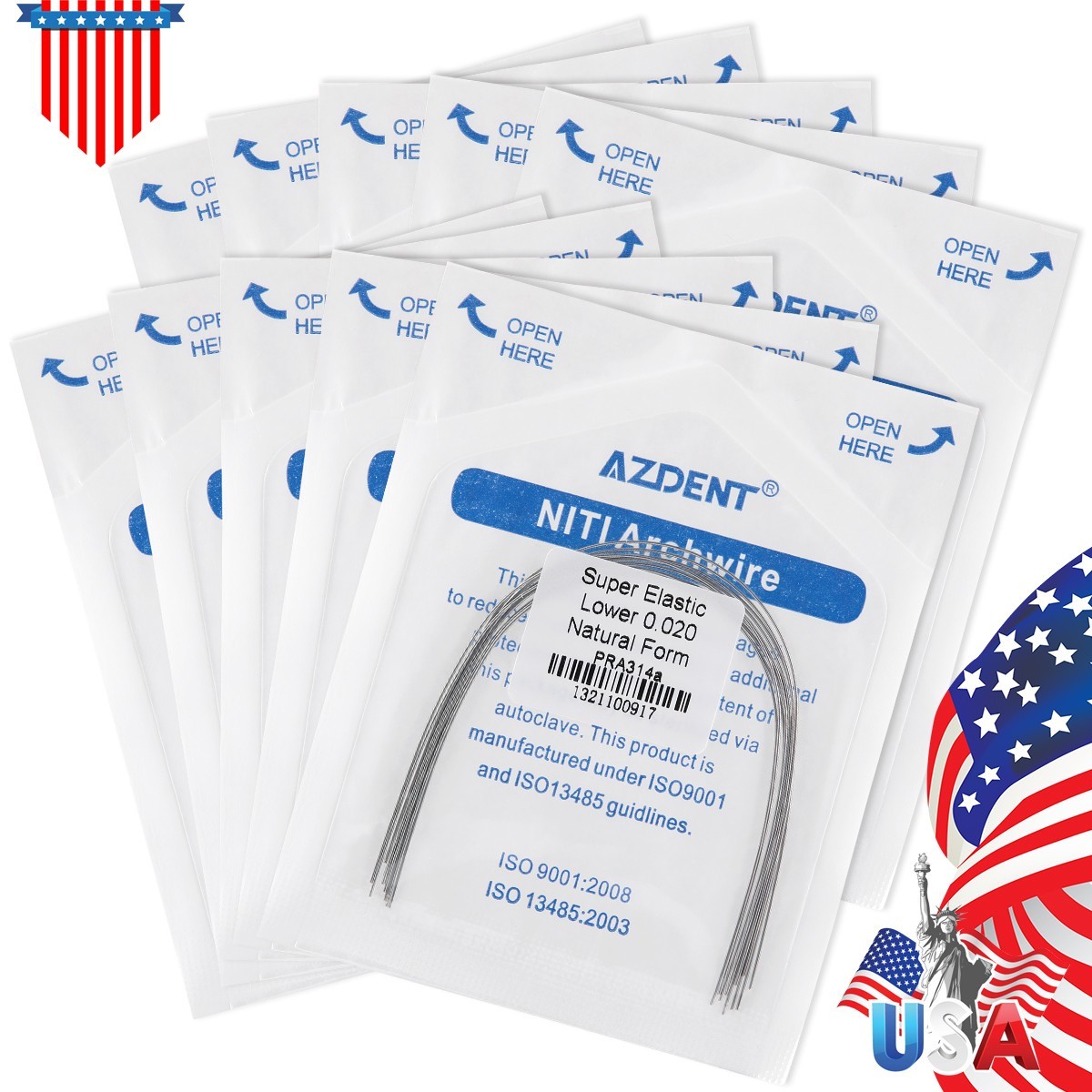 AZDENT Dental Orthodontic Niti Arch Wire Round Nature Form 10pcs/pack