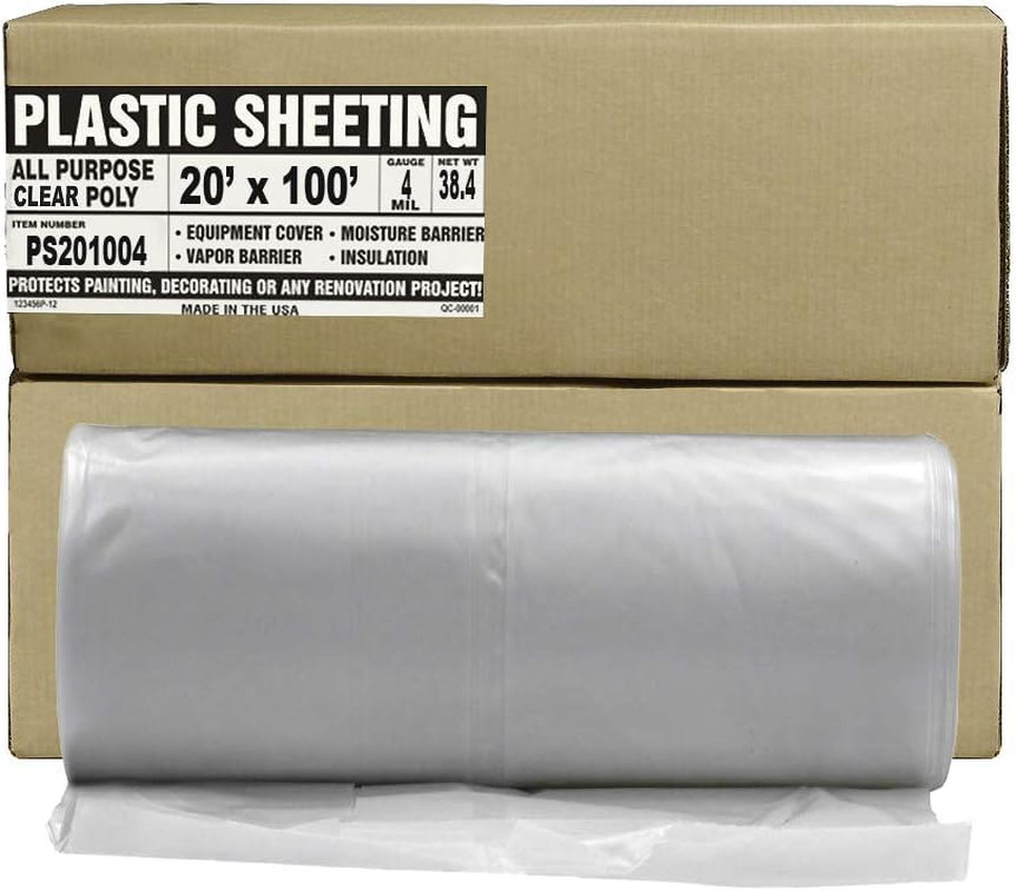 Plastic Sheeting – 10′ X 100′, 6 MIL Heavy Duty Gauge – Clear Vapor and Moisture