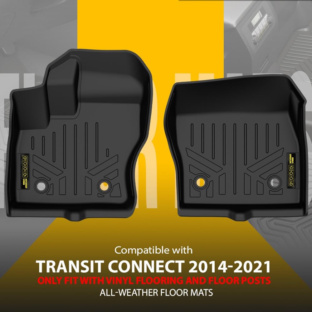 TPE Floor Mats Cargo Liners for Ford Transit Connect 2014-2021 2PCS All-Weather
