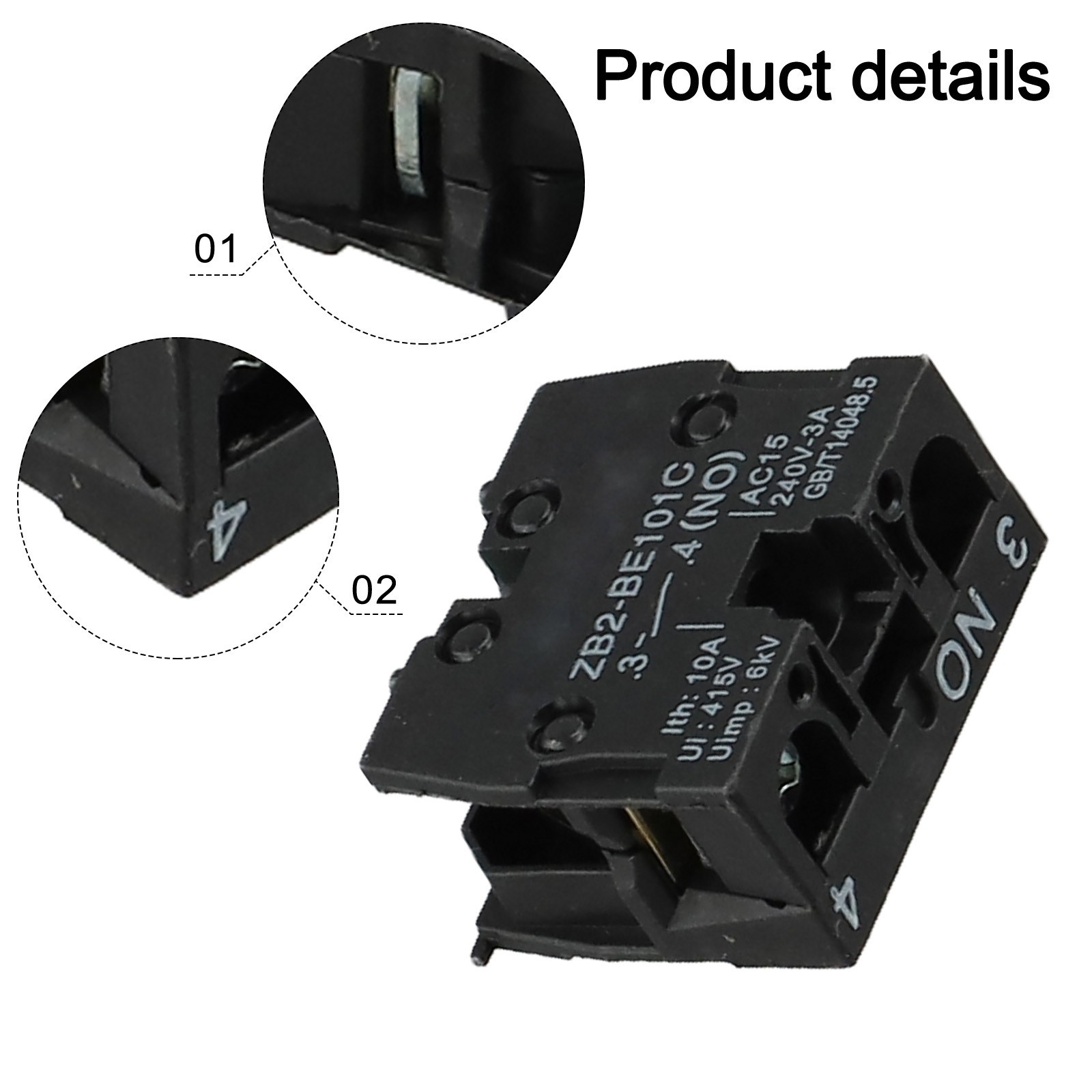 10PCS Push Button Switch Contact Block Snap in 10A 600V for Control Panels