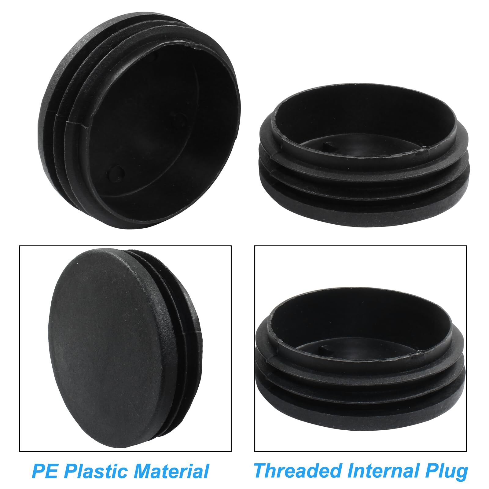 4 Pack 3 Inch Round Plastic Plug Pipe Tube Cover Insert Tubing End Caps