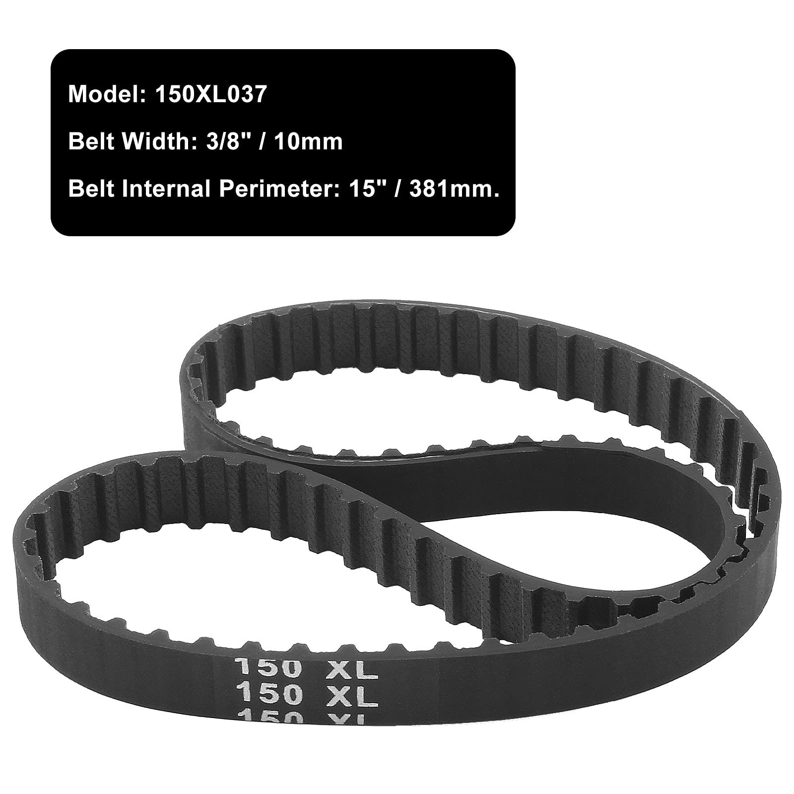 Qjaiune 2Pcs 150XL037 Timing Belt, 75T 10mm Cog Drive Belt