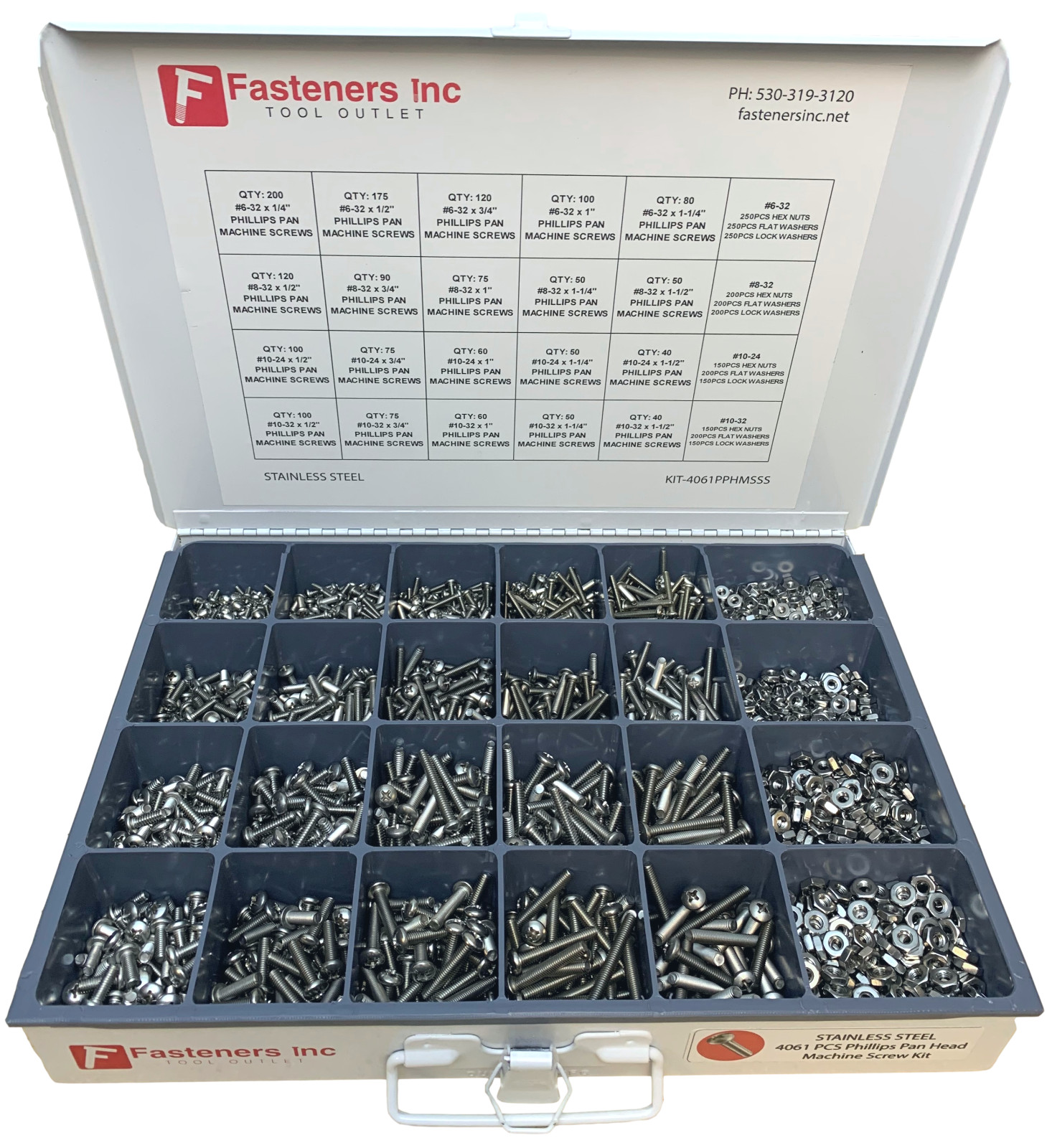 4,061 PCS STAINLESS STEEL #6 #8 #10 Phillips Pan Head Machine Screw Assortment