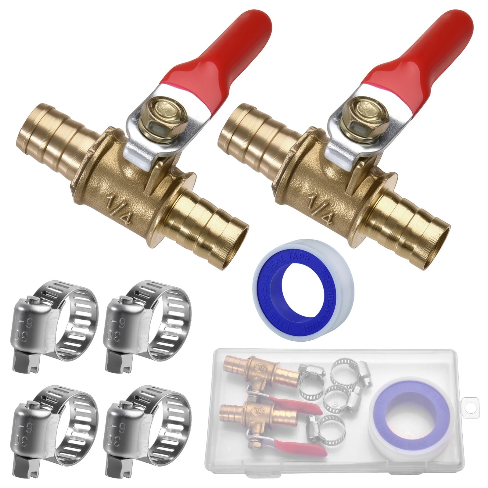 3/8 Inch Brass Mini Shut Off Ball Barb Valve, Hose Barb Valves for Air Water …