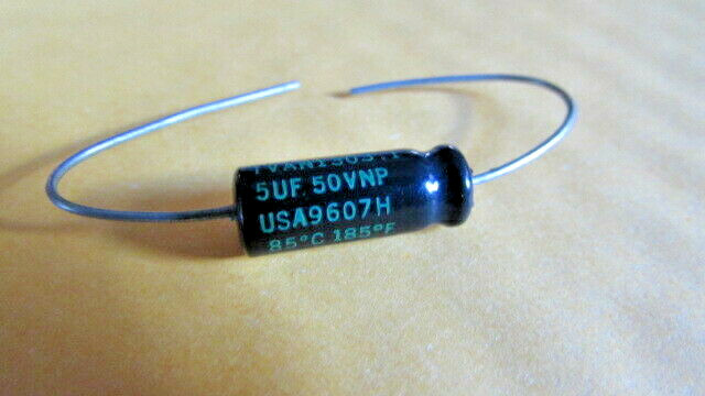 5uF 50VNP 5uF 50V Sprague TVAN1303.1 Axial Capacitor 85*C 185*F USA Qty: 1 piece