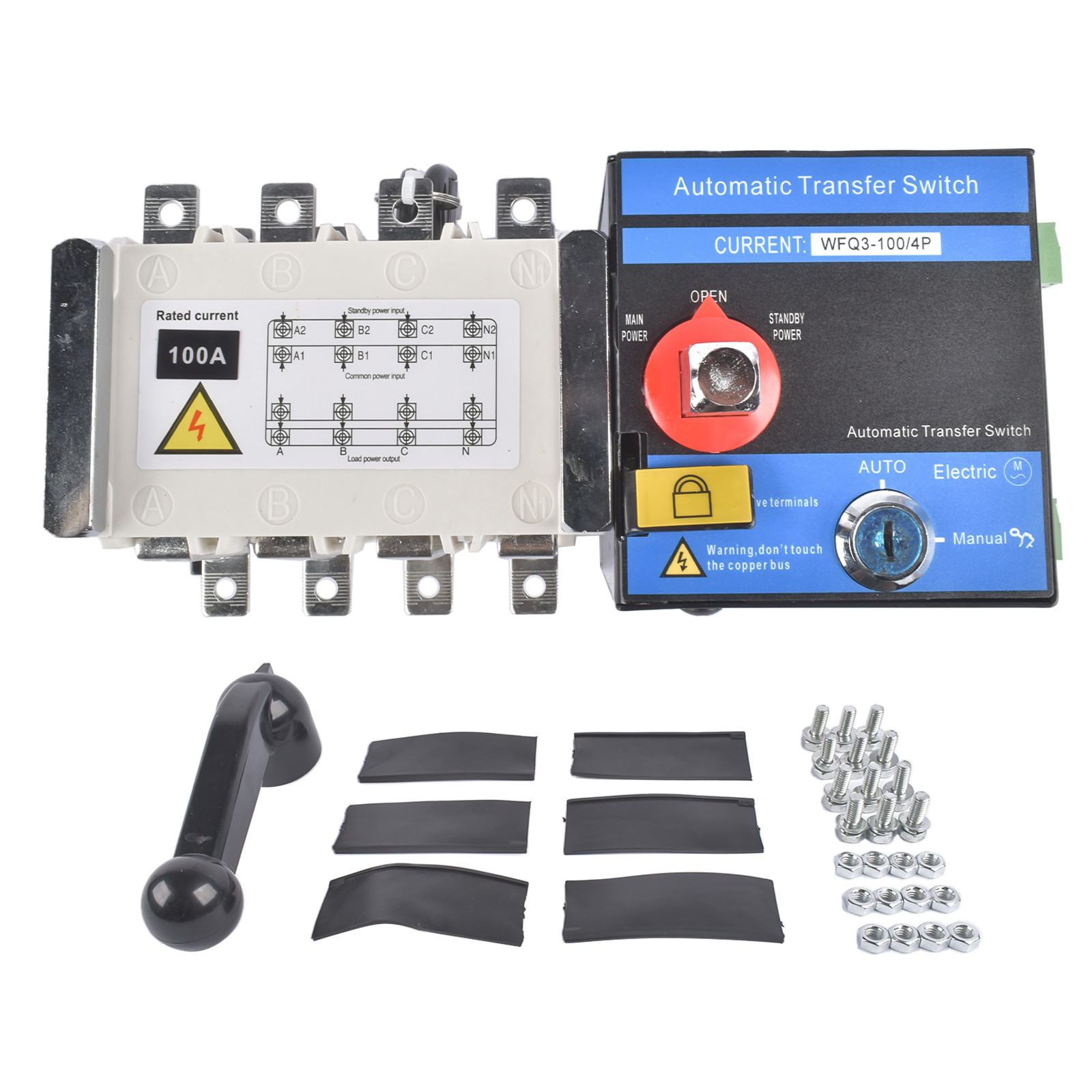 Industrial Automatic Transfer Switch 4P 100A 110V / 220V Auto or Manual Mode