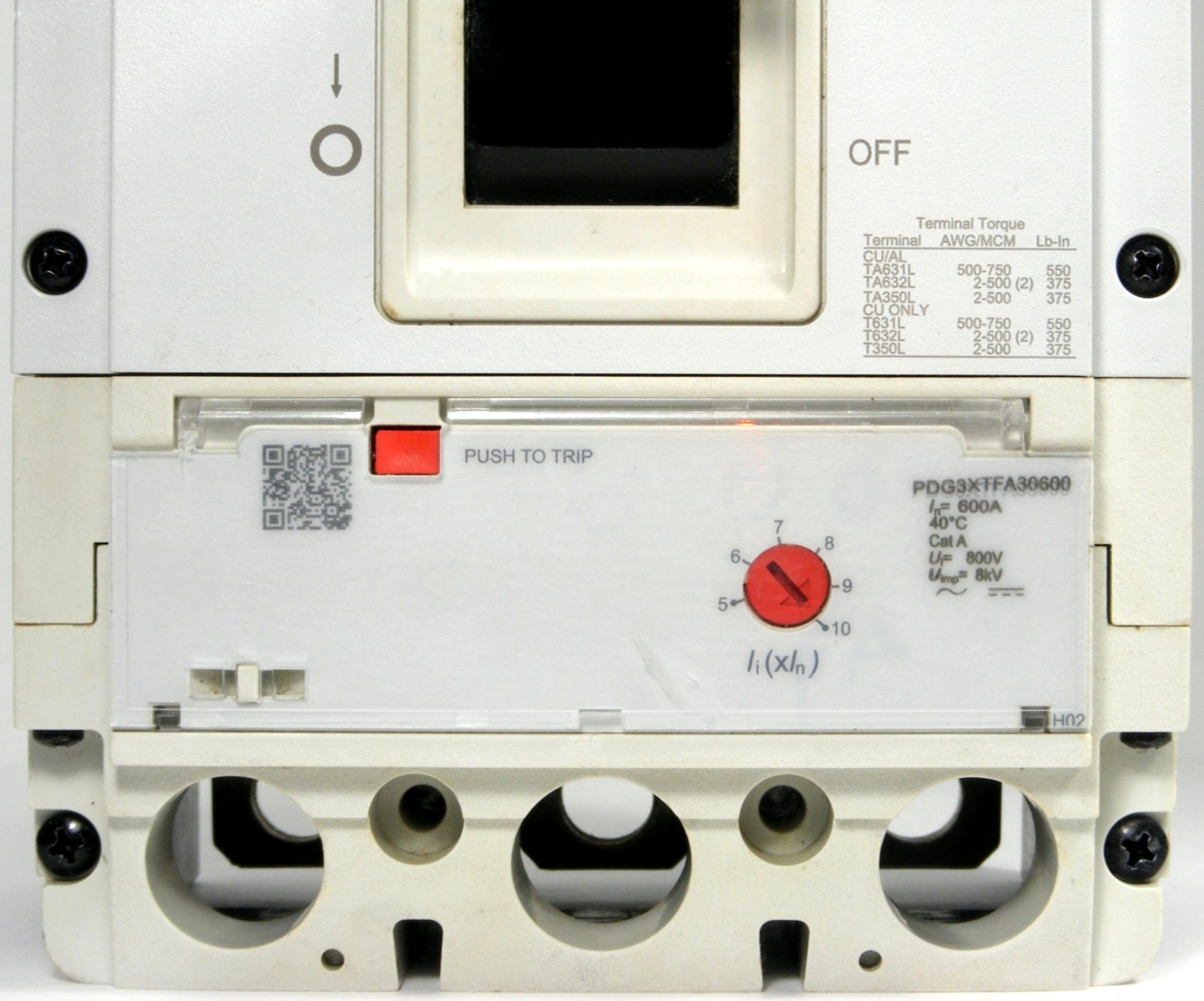 USED Eaton PDG33G0600FNNN Circuit Breaker with 600A Trip Unit, 3P 600V 35kA@480V
