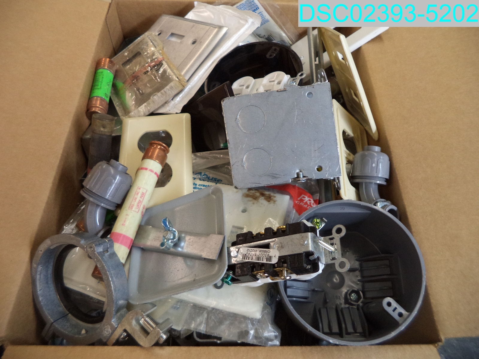 QTY=42 LBS: Mixed Lot of Electrical Supplies Fittings Boxes Conduit Fuses & More