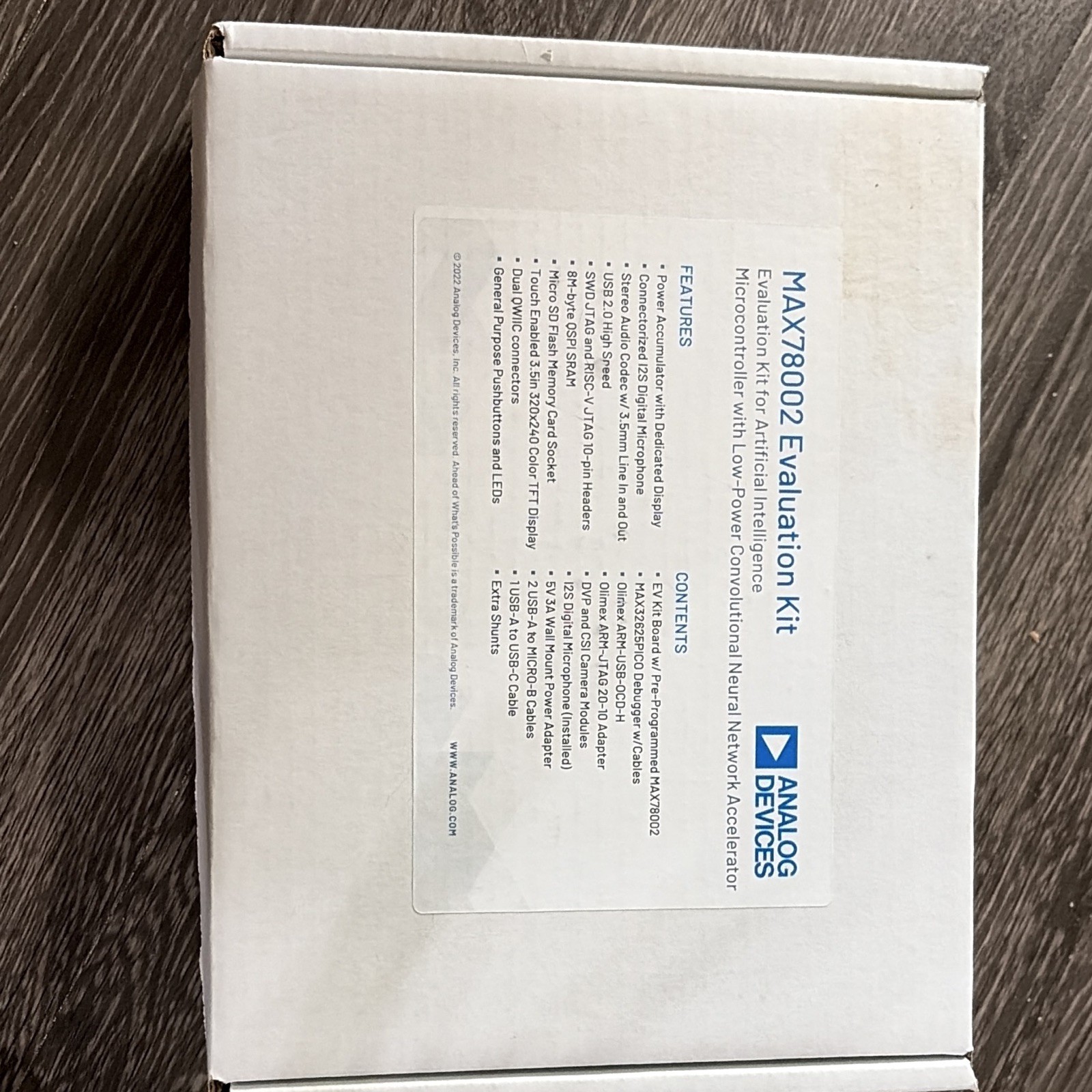 Analog Devices MAX78002 Evaluation Kit USB-C OLED microSD PDM Mic MAX78002EVKIT#
